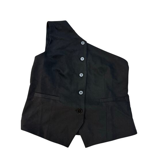 FORE Sz M Black One Shoulder Button Up Office Siren Career Suit Vest Classic - Picture 2 of 9
